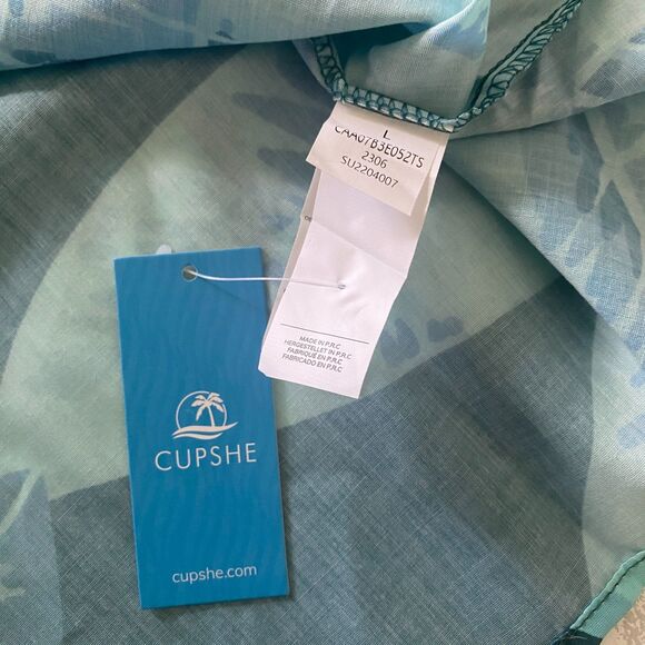 NWT Cupshe Tropical Big Leaves Strappy Lightweight Cover Up Summer Beachwear L - Picture 4 of 7